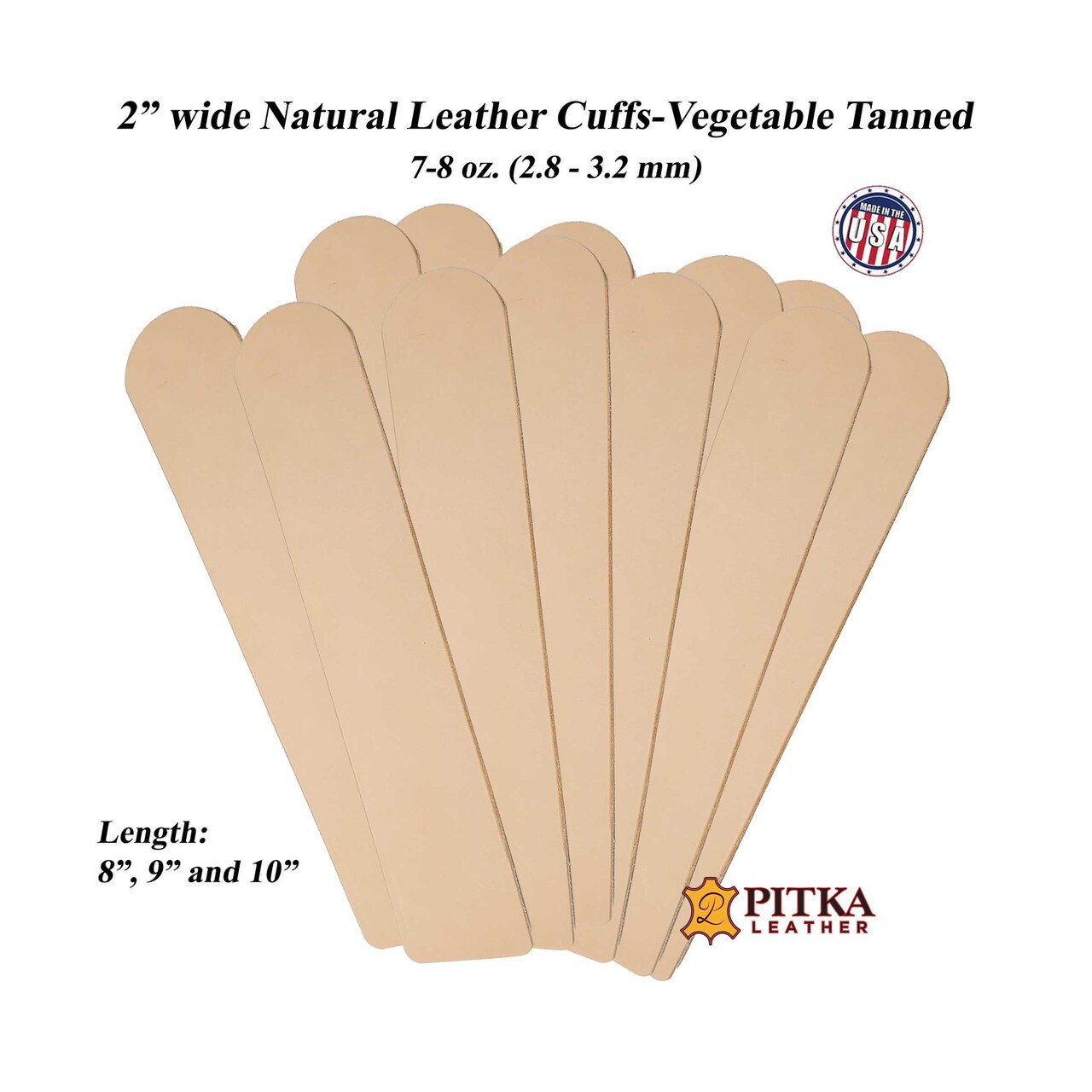 2" Vegetable-Tanned Leather Blanks – DIY Bracelets, Cuffs & Custom Wristbands (4 Pack)